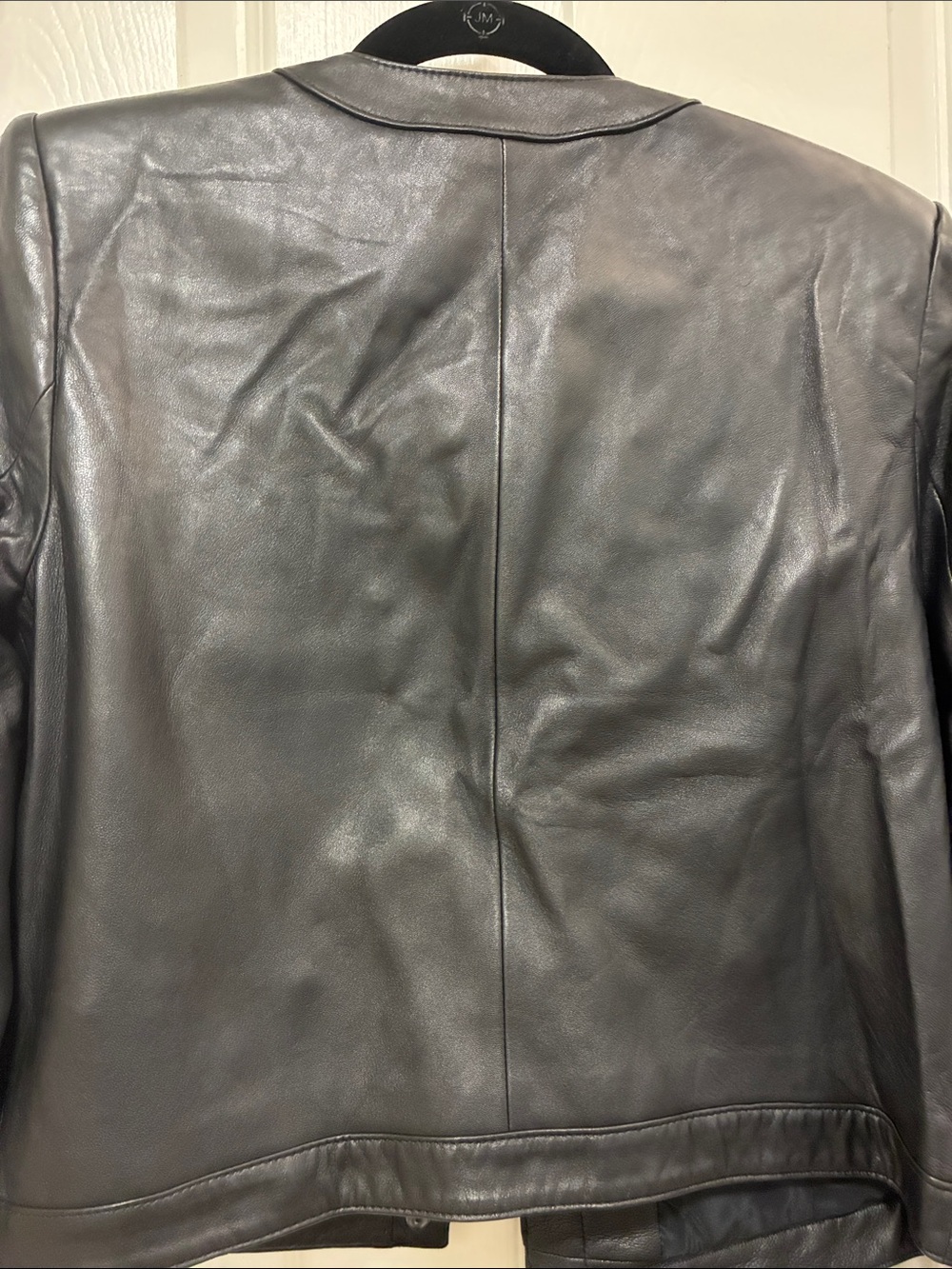 L'AGENCE Black Leather Jacket with Gold Buttons Size 6 - Picture 6 of 7